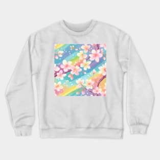 Abstract Pastel Rainbow Cherry Blossoms Crewneck Sweatshirt